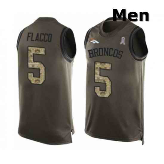 Men Denver Broncos 5 Joe Flacco Limited Green Salute to Service Tank Top Football Jersey
